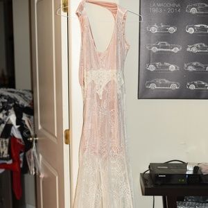 Nude Lace Maxi Dress